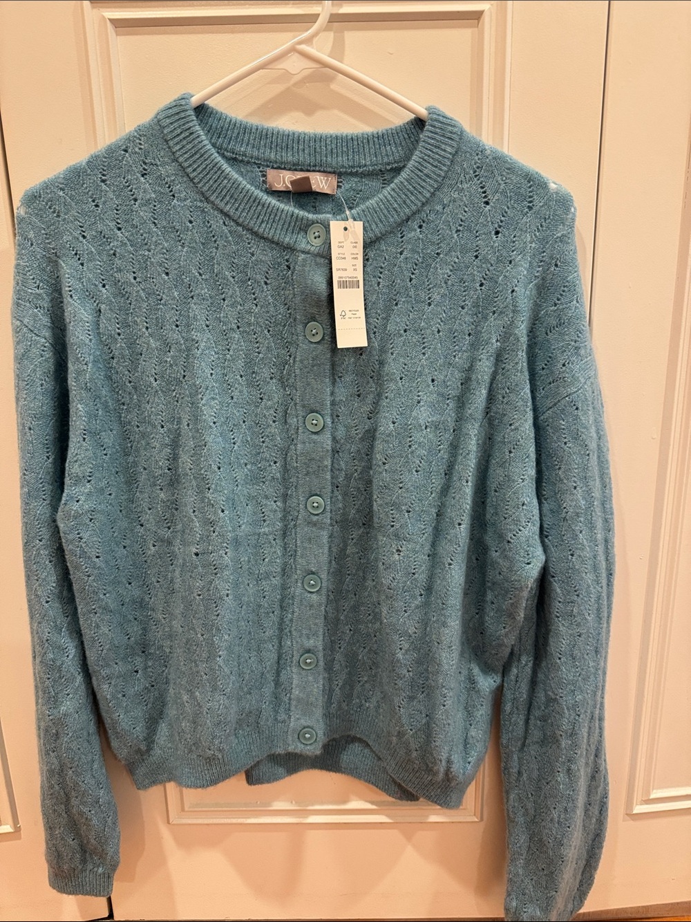 J. Crew Light Blue Pointelle Button-Up Cardigan